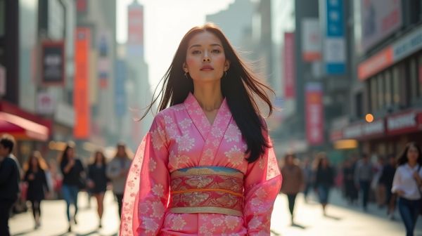 Porter le kimono femme en ville sans effet déguisement