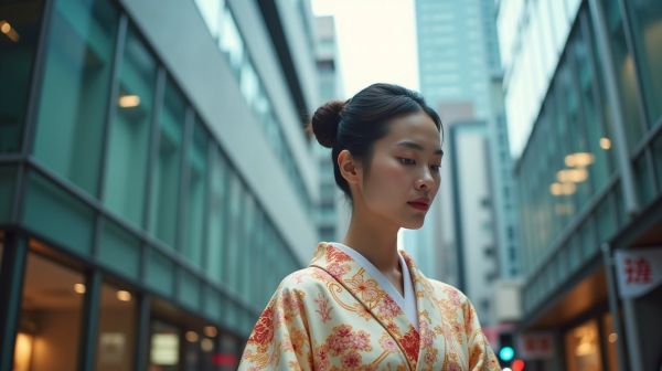 Porter le kimono femme en ville sans effet déguisement